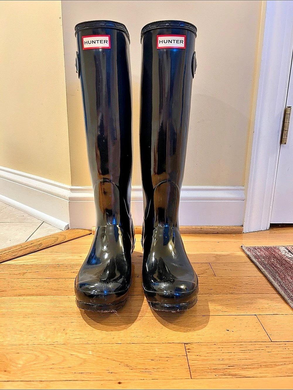 Hunter Original Tall Gloss Rain Boots Black US 8